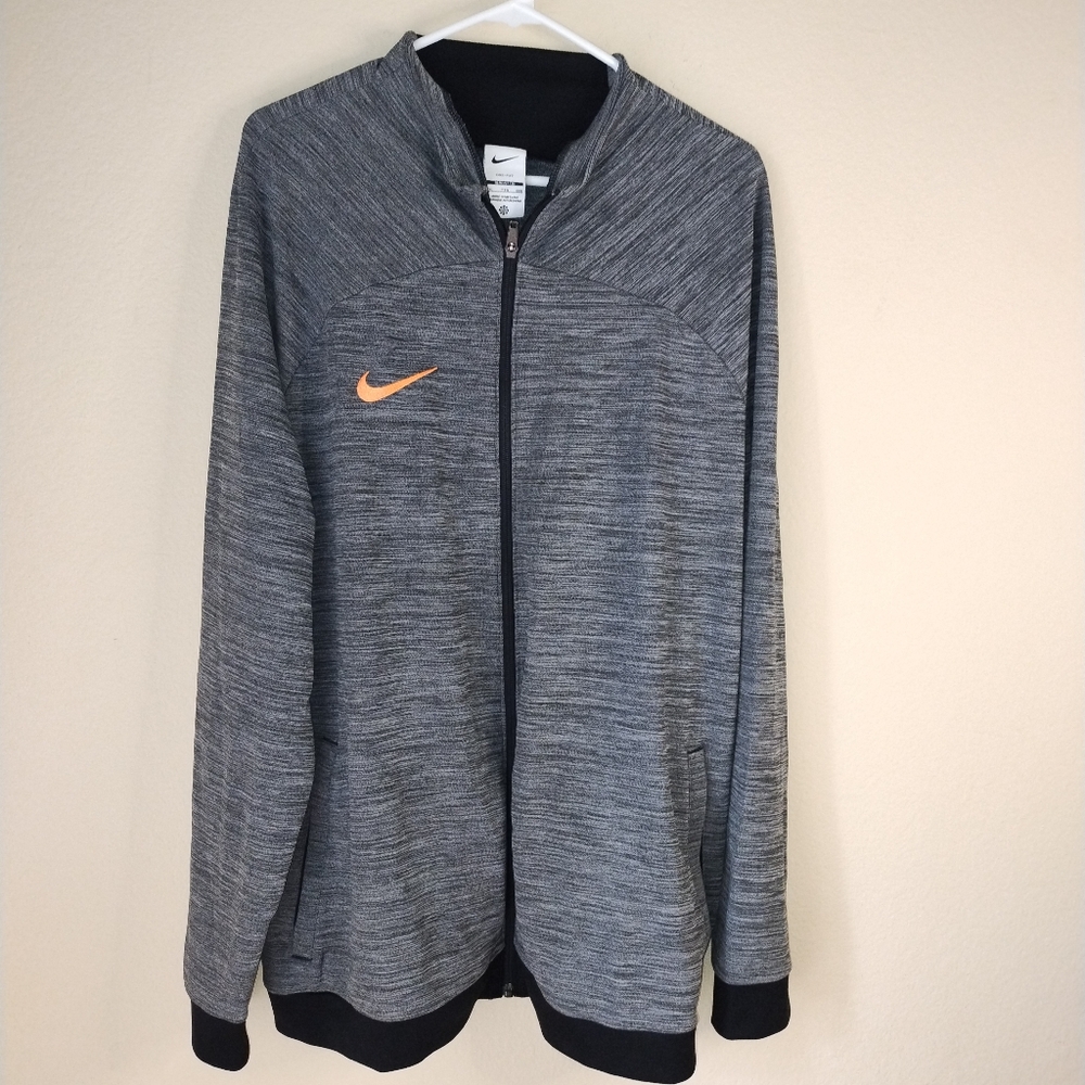 Nike Gray and Black Windbreaker with Stand-Up Collar